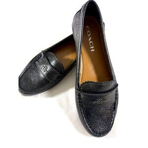 Coach Odette Black Leather Loafers Women’s 6B Pebbled Leather Slip On Classic